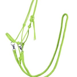 QHP Rope Head Collar with Rein Lime
