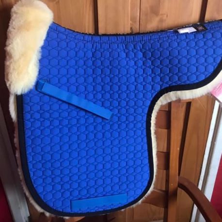 Royal Blue Numnah fully lined with Natural Sheepskin