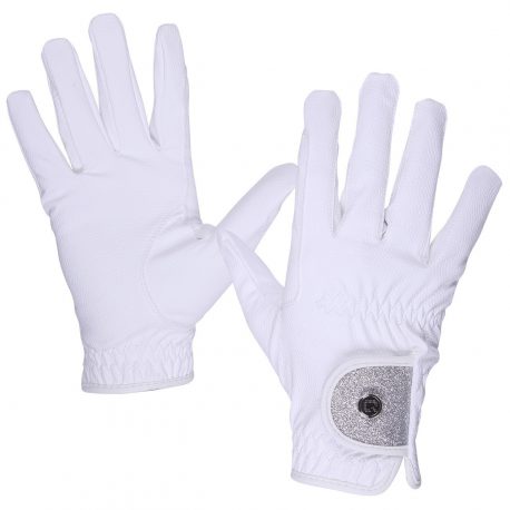 glitter white riding gloves