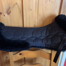 Mattes Black Full GP Sheepskin Half Pad With Saddle Shaped Trim
