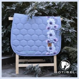 Dotibel Satin Blue Tartan with Poppies