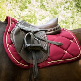 Back on Track Night Collection Dark Red Saddle Pad & Bonnet