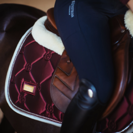 Equestrian Stockholm Crystal Merlot Gold Jump Saddle Pad