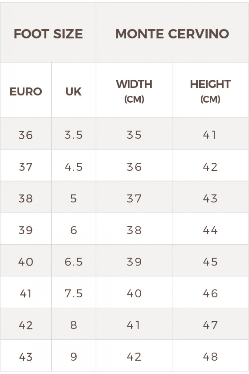 Brogini capitoli sales size chart