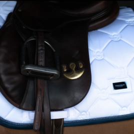 Equestrian Stockholm White Blue Meadow Jump Saddle Pad