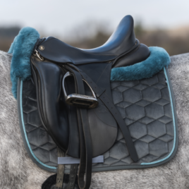 Mattes Grey Velvet with Petrol Spring Collection Saddle Pad