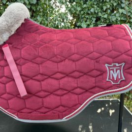 Mattes Burgundy Eurofit with Front Sheepskin Trim Saddle Pad