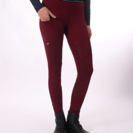 QHP Burgundy Eden Silicone Seat Riding Tights