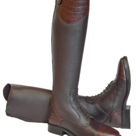 Rhinegold De-Luxe Leather Riding Boots With Mock Croc Trim