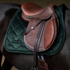 Equestrian Stockholm Sycamore Green Velvet Jump Saddle Pad